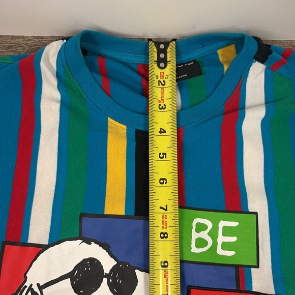 Vintage Peanuts Snoopy ‘BE JOE COOL’ Men’s Striped Short Sleeve T-Shirt Size L - Picture 8 of 9